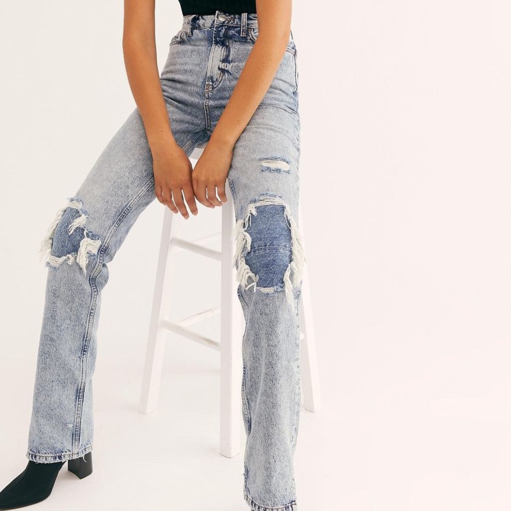Free people we the free my own lane distressed bootcut jeans 29